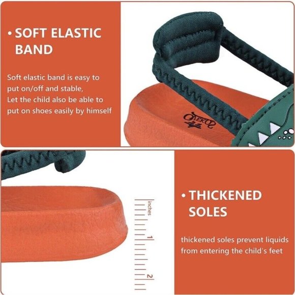 Brand New Boys Toddler Size 4 Green Crocodile Slip On Sandals Shoes Size 20/4 US - Picture 9 of 14